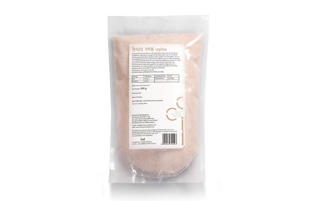 Conscious Food Rock Salt Saindhav Natural   Pack  500 grams